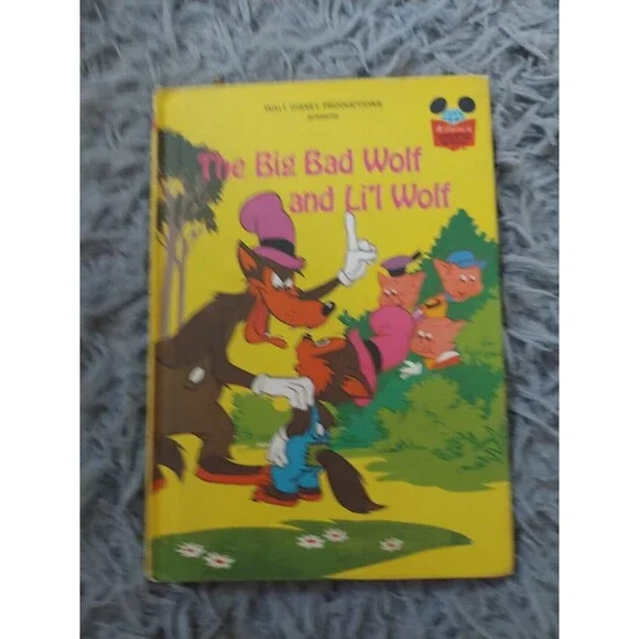 Vintage The Big Bad Wolf and Li'l Wolf Book Disney's Wonderful World of Reading - Picture 2 of 10